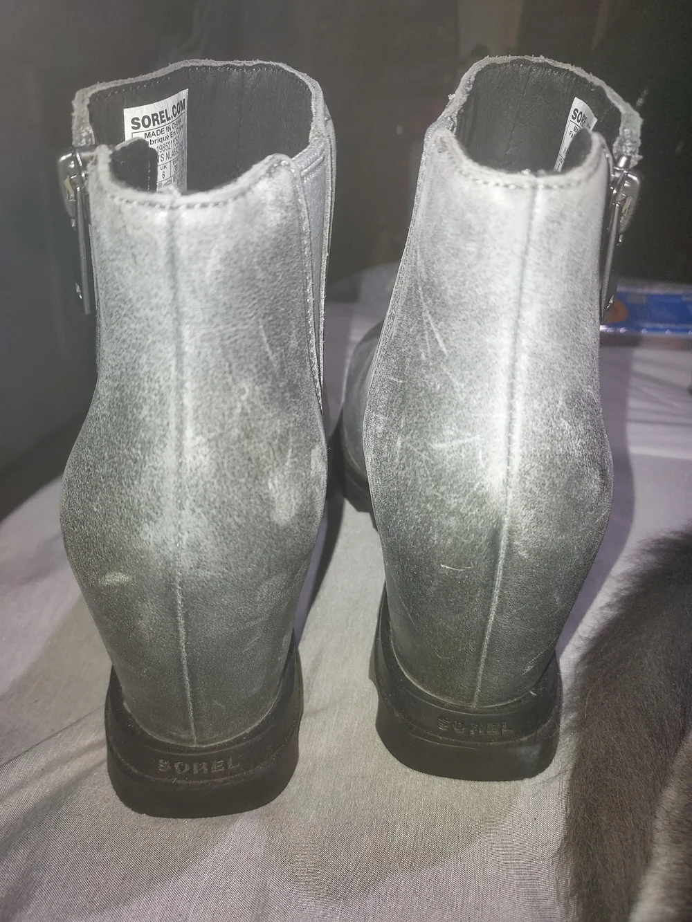Sorel Gray Suede Platform Ankle Boots